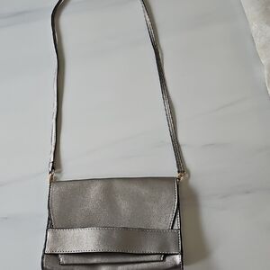 Summer & Rose Silver Crossbody Bag with Layered Flap Design